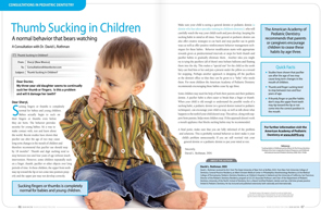 Thumb Sucking in Children - Dear Doctor Magazine